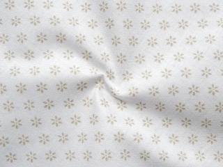 Bavlna biela  svetlohnedý drobný kvet