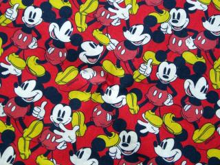 Bavlna červená  Mickey Mouse  - licencovaná