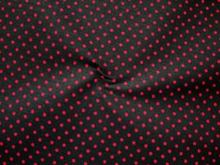 Bavlna čierna  červená bodka