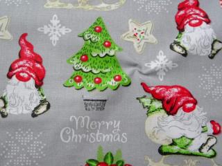 Bavlna hrubo tkaná sivá  vianočný motív