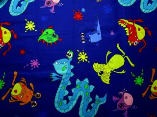 Bavlna modrá  morské príšerky