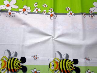Bavlna pomarančovo-bielo-zelená  včielka