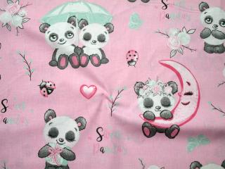 Bavlna ružová  sweet pandas
