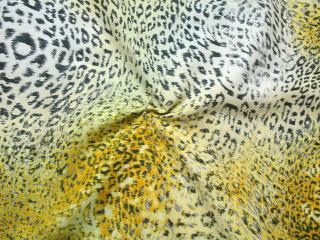 Bavlna sivo-žltá  leopardí vzor