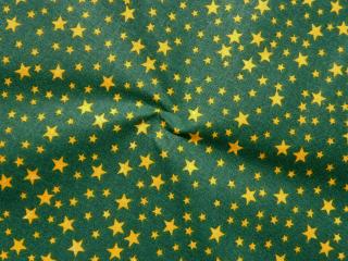 Bavlna tmavozelená  žlto-horčicová hviezdička