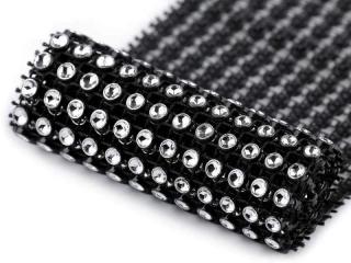 Borta čierna  strieborný diamantový pás  - 58 mm