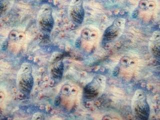 Fleece farebný  sova  - digitálna tlač