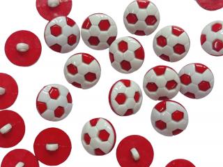 Gombík  bielo-červená futbalová lopta  - 15 mm