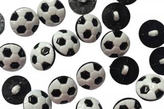 Gombík  bielo-čierna futbalová lopta  - 15 mm