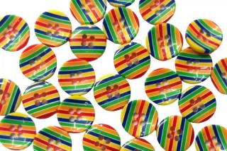 Gombík  farebné pásiky  - 13 mm