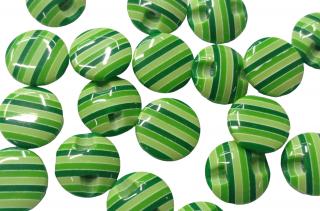 Gombík zelený  pásiky  - 14 mm