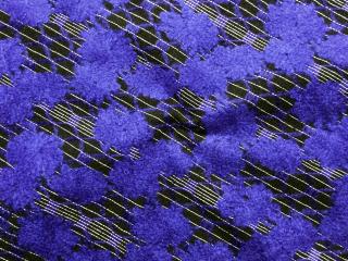 Kabátovina s bavlnou čierna  modré kvety