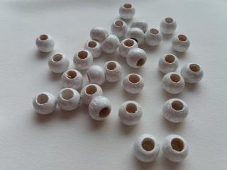 Korálik drevený  biely  - 10 mm