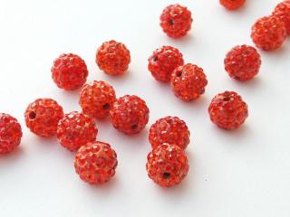 Korálik shamballa  červený  - 10 mm