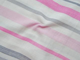 Košeľovina biela  ružový a sivý pásik