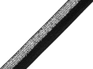 Lemovacia guma čierna  strieborný pásik  - 16 mm