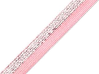Lemovacia guma ružová  strieborný pásik  - 17 mm