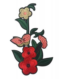 Nažehlovačka  čerevené, ružové a béžové kvety