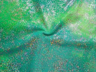 Plavkovina zeleno-tyrkysová batika  lesklý efekt