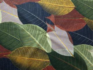 Poťahovka žlto-zeleno-hnedá  listy  - zamatový povrch
