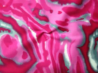 Satén bavlnený ružový  abstraktný vzor  - matný