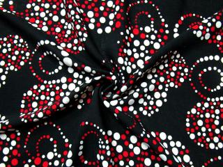 Šatovka čierna  biele a červené bodky