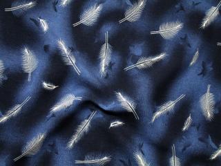 Šatovka modrá batika  biele pierka