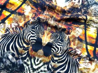 Šatovka Safari žlto-hnedá  zebry, stromy