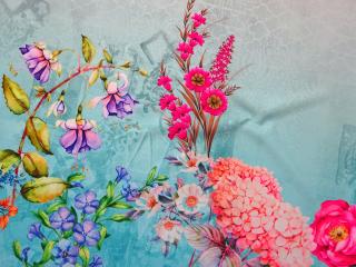 Šatovka sivo-modrá  kvety  - bordúra jednostranná, potlač na Slovensku