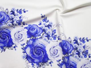 Šatovka smotanová  modré kvety  - bordúra