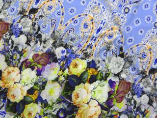 Šatovka Steffi modrá  kvety  - bordúra obojstranná