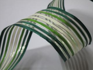 Stuha dekoračná s drôtikom  maslovo-zelená