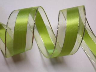 Stuha dekoračná  zelená  - 40 mm