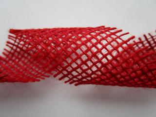 Stuha jutová  červená  - 4,5 cm