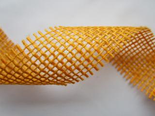 Stuha jutová  žlto - pomarančová  - 4,5 cm