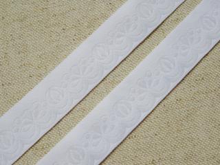 Stuha krojová biela  biely vzor  - 1,9 cm