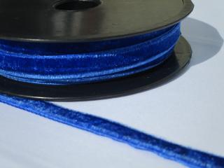 Stuha zamatka  modrá  - 10 mm