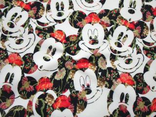 Teplákovina smotanová  Mickey s kvetami