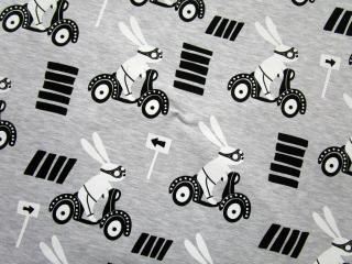 Teplávkovina sivý melír  zajko na mopede