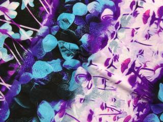 Úplet tyrkysovo-fialový  kvety  - 3D efekt