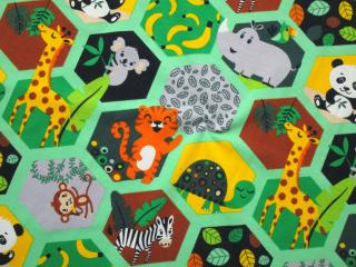 Úplet zelený  mozaika zvieratiek