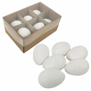 Biele plastové  vajíčka, 6 ks, 6 cm