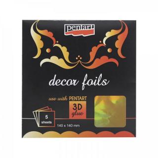 Dekoračná fólia, 5ks, zlatá, hologramovým vzorom