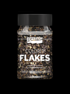 Vločky farebnej fólie, čierná-zlatá 100 ml, Pentart