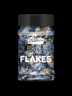 Vločky farebnej fólie, modrá-zlatá 100 ml, Pentart