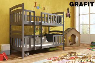 Detská poschodová posteľ FRANK 200x90 s úložným priestorom borovica masív GRAFIT