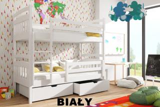 Detská poschodová posteľ Gábi 200x90 cm s úložným priestorom masív BIELA