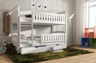 Detská poschodová posteľ Ignác 200x90 cm s úložným priestorom masív BIELA