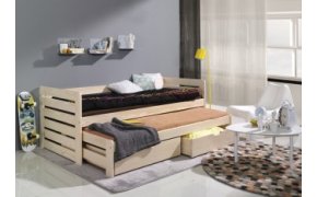 Drevená posteľ s výsuvným lôžkom a úložným priestorom 90x200 cm masív