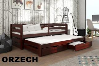 L-Sen posteľ s rozťahovacím lôžkom a úložným priestorom 180 x 80 cm masívny NUTS